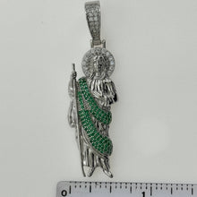 Load image into Gallery viewer, Sterling Silver CZ Saint Jude (Green) Pendent
