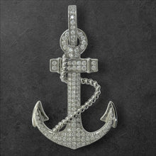 Load image into Gallery viewer, Sterling Silver CZ Anchor Pendent
