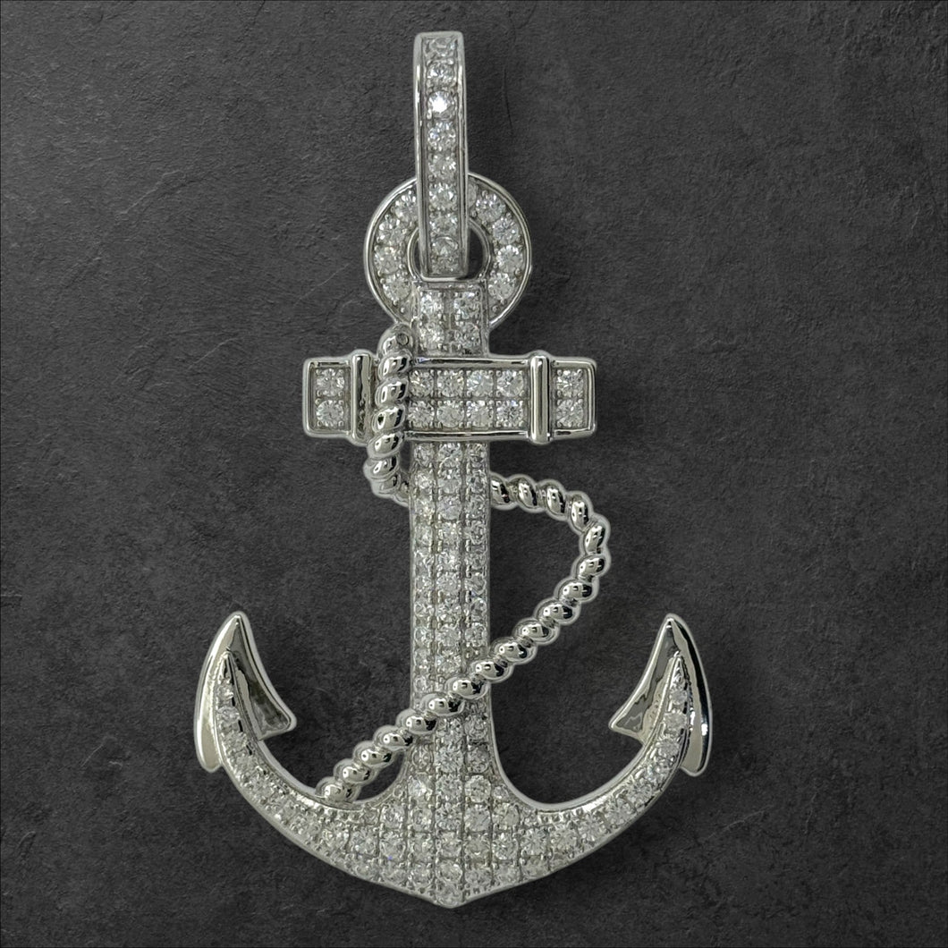 Sterling Silver CZ Anchor Pendent