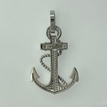 Load image into Gallery viewer, Sterling Silver CZ Anchor Pendent
