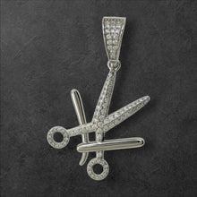 Load image into Gallery viewer, Sterling Silver CZ Barber Scissors Pendent
