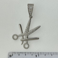 Load image into Gallery viewer, Sterling Silver CZ Barber Scissors Pendent
