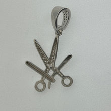 Load image into Gallery viewer, Sterling Silver CZ Barber Scissors Pendent
