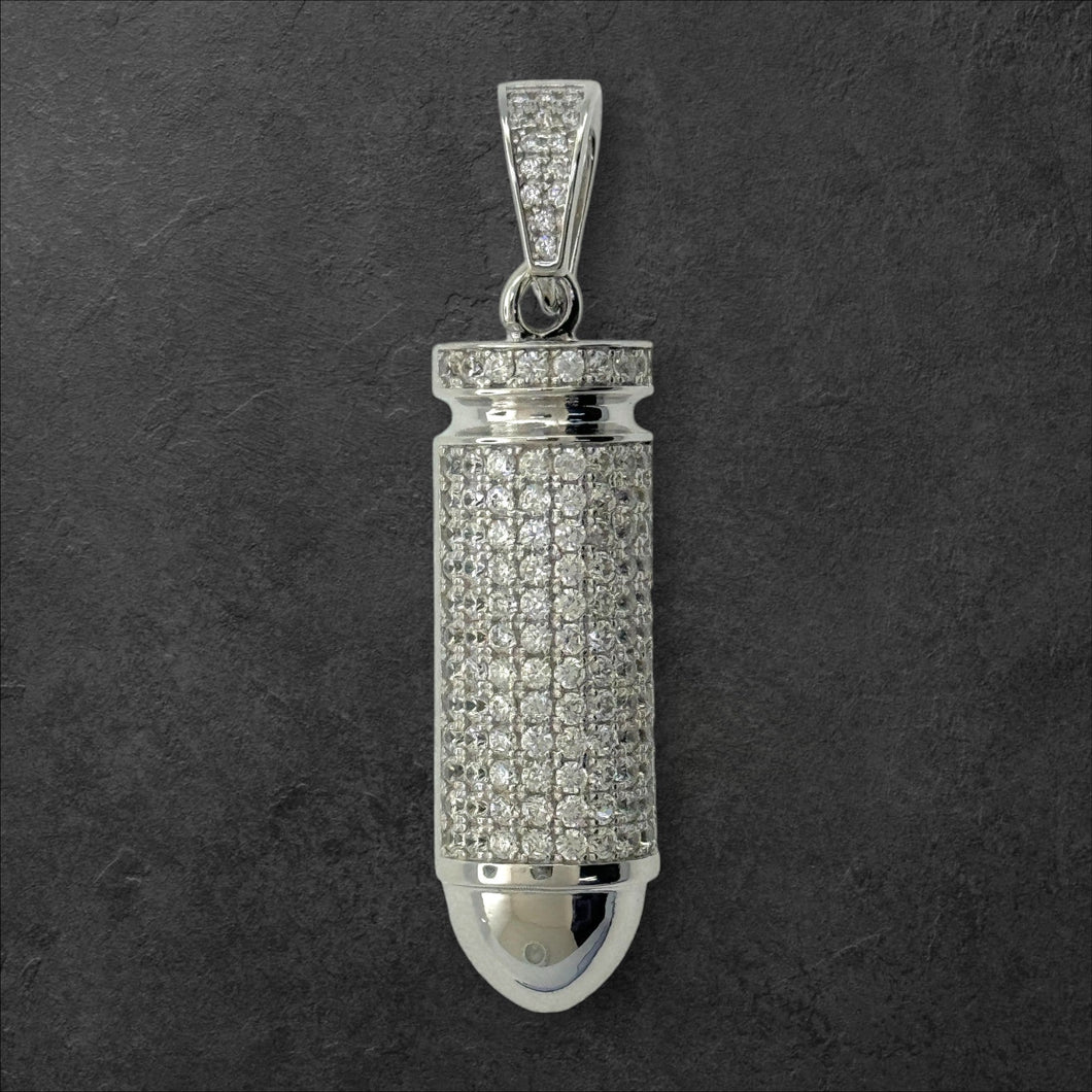 Sterling Silver CZ Bullet Pendent