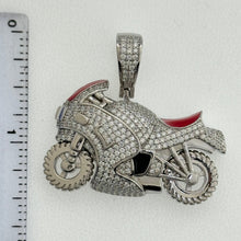 Load image into Gallery viewer, Sterling Silver CZ Bike Pendent
