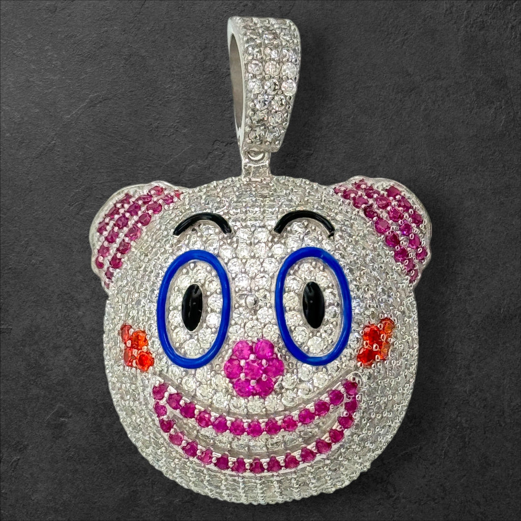 Sterling Silver CZ Joker Emoji Pendent