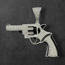 Load image into Gallery viewer, Sterling Silver CZ Revolver Gun Pendent
