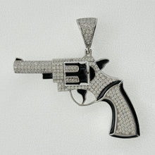 Load image into Gallery viewer, Sterling Silver CZ Revolver Gun Pendent
