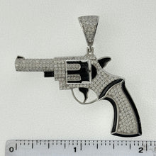 Load image into Gallery viewer, Sterling Silver CZ Revolver Gun Pendent
