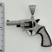 Load image into Gallery viewer, Sterling Silver CZ Revolver Gun Pendent
