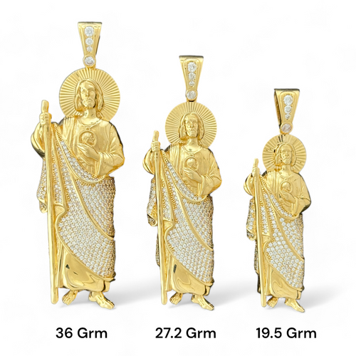 14KT Gold Crucifix Cross Pendant with Sparkling Cubic Zirconia Stones - Elegant Religious Jewelry