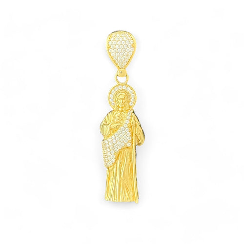 14KT Gold Crucifix Cross Pendant with Sparkling Cubic Zirconia Stones - Elegant Religious Jewelry