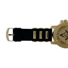 Load image into Gallery viewer, Captain Bling Masonic Watch: Gold Case with Black Rubber Strap

