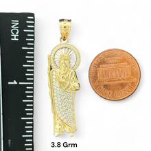 Load image into Gallery viewer, 14KT Gold Crucifix Cross Pendant with Sparkling Cubic Zirconia Stones - Elegant Religious Jewelry
