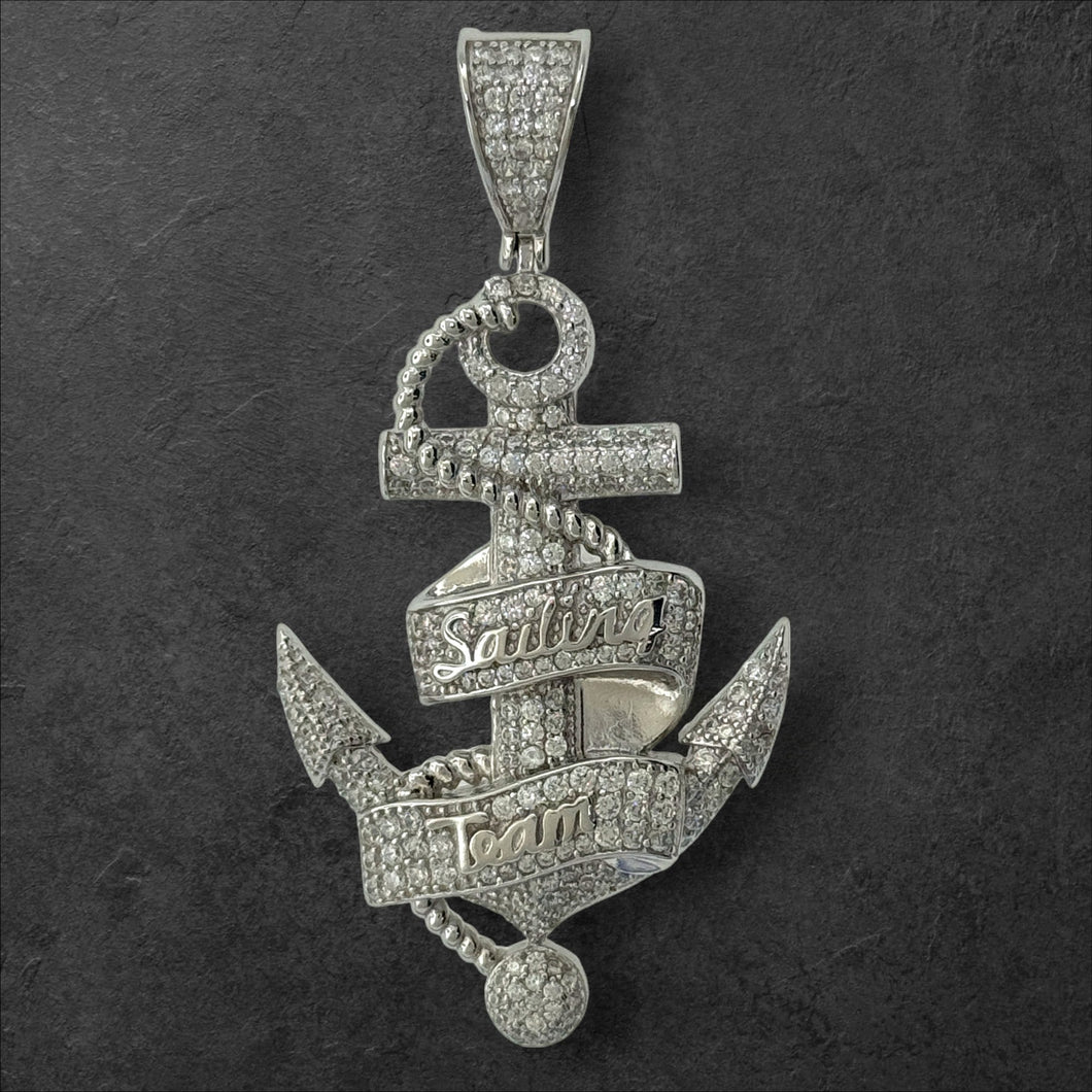 Sterling Silver CZ Anchor Pendent