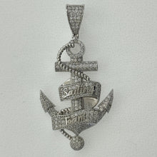 Load image into Gallery viewer, Sterling Silver CZ Anchor Pendent
