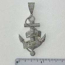 Load image into Gallery viewer, Sterling Silver CZ Anchor Pendent
