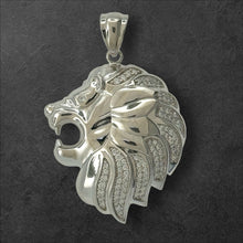 Load image into Gallery viewer, Sterling Silver CZ Lion Head Pendent
