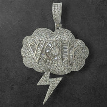 Load image into Gallery viewer, Sterling Silver CZ &quot;WOW&quot; Lightning Bolt Pendent
