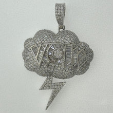 Load image into Gallery viewer, Sterling Silver CZ &quot;WOW&quot; Lightning Bolt Pendent
