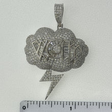 Load image into Gallery viewer, Sterling Silver CZ &quot;WOW&quot; Lightning Bolt Pendent
