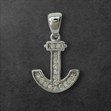 Load image into Gallery viewer, Sterling Silver CZ Small Anchor Pendent
