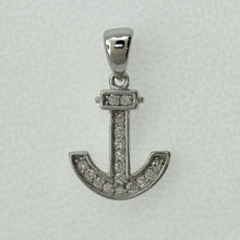 Load image into Gallery viewer, Sterling Silver CZ Small Anchor Pendent
