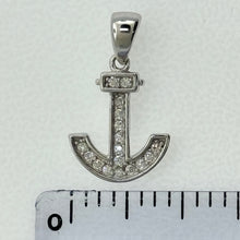 Load image into Gallery viewer, Sterling Silver CZ Small Anchor Pendent
