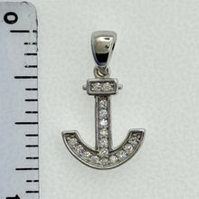 Load image into Gallery viewer, Sterling Silver CZ Small Anchor Pendent
