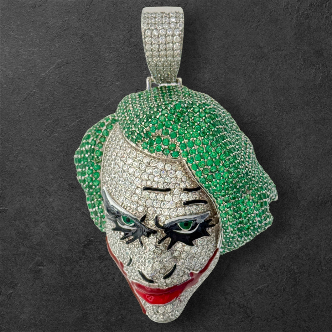 Sterling Silver CZ Joker Face Pendent