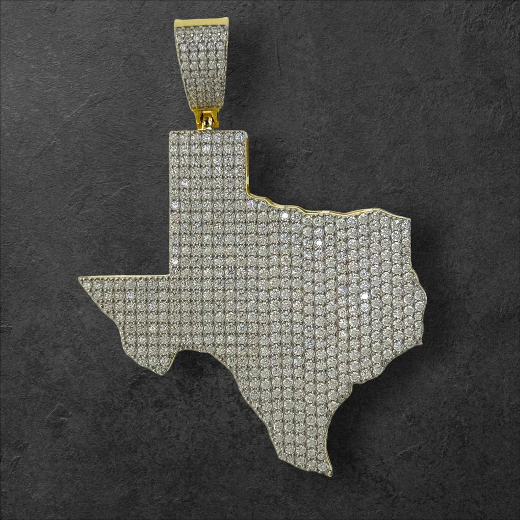 Sterling Silver CZ Texas Map Pendent