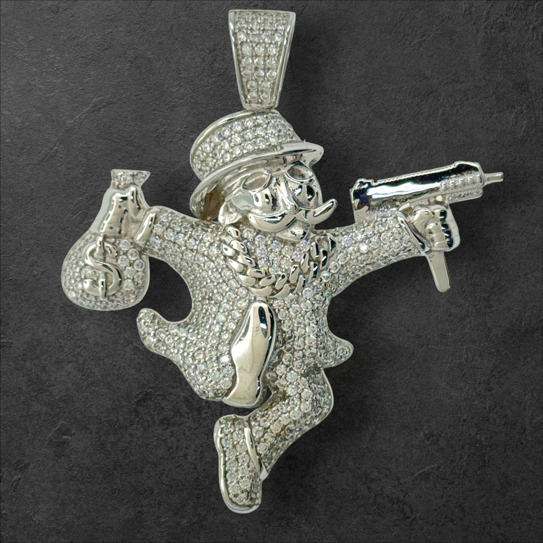 Sterling Silver CZ Monopoly Pendent