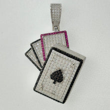 Load image into Gallery viewer, Sterling Silver CZ Playing Cards Poker Pendent
