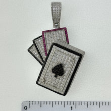 Load image into Gallery viewer, Sterling Silver CZ Playing Cards Poker Pendent
