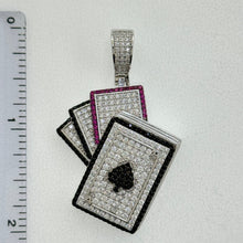 Load image into Gallery viewer, Sterling Silver CZ Playing Cards Poker Pendent
