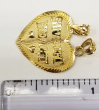 Load image into Gallery viewer, 10KT  Broken Heart pendant Real Yellow Gold Diamond cut Duo Bail 3.5mm  1.55GRM
