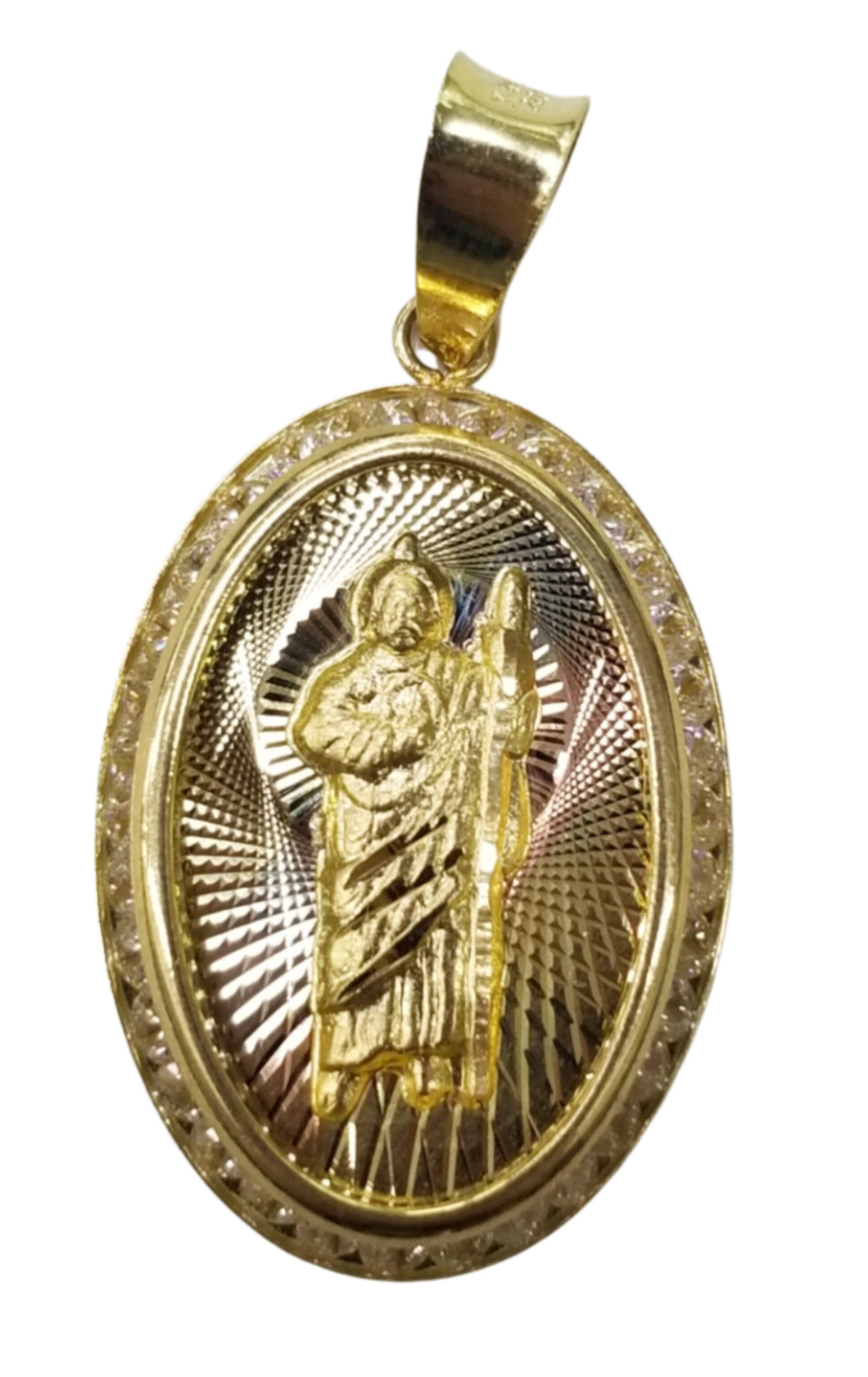 10KT  Saint JUDE  Real Tricolor Gold Pendant, Bail 5mm  1.95 GRM