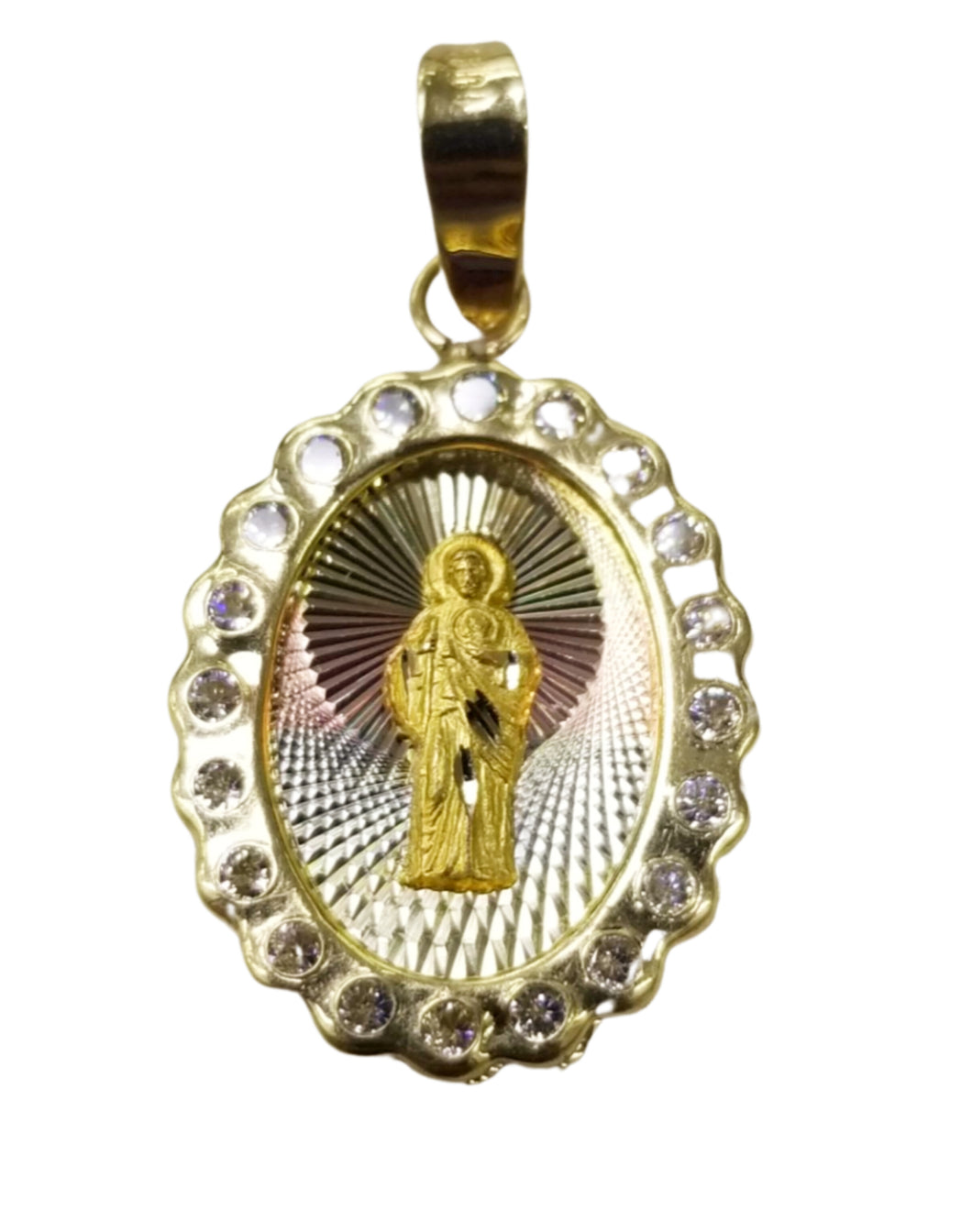 10KT  Saint JUDE  Real Tricolor Gold Pendant, Bail 3.5mm  1.40GRM