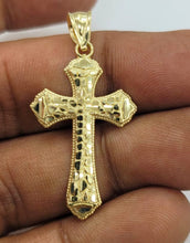 Load image into Gallery viewer, 10KT Cross pendant  Real Yellow Gold Diamond cut Bail 5mm  2.00 GRM
