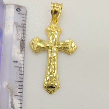 Load image into Gallery viewer, 10KT Cross pendant  Real Yellow Gold Diamond cut Bail 5mm  2.00 GRM
