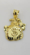 Load image into Gallery viewer, 10KT Dollar Bag pendant  Real Yellow Gold Diamond cut Bail 5.5 mm  2.00 GRM
