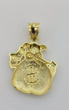 Load image into Gallery viewer, 10KT Dollar Bag pendant  Real Yellow Gold Diamond cut Bail 5.5 mm  2.00 GRM
