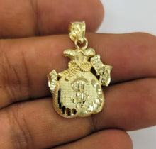 Load image into Gallery viewer, 10KT Dollar Bag pendant  Real Yellow Gold Diamond cut Bail 5.5 mm  2.00 GRM
