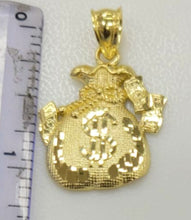 Load image into Gallery viewer, 10KT Dollar Bag pendant  Real Yellow Gold Diamond cut Bail 5.5 mm  2.00 GRM
