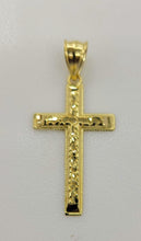 Load image into Gallery viewer, 10KT Cross pendant  Real Yellow Gold Diamond cut Bail 5mm  1.96 GRM
