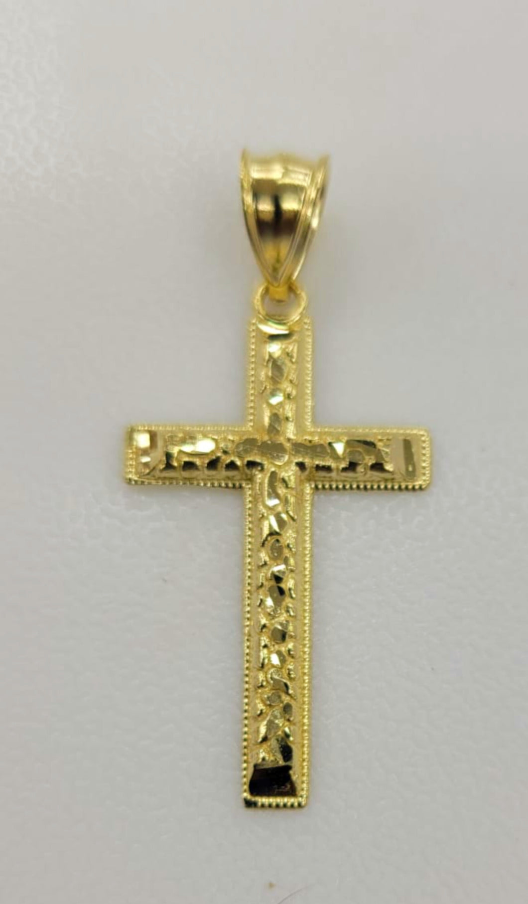 10KT Cross pendant  Real Yellow Gold Diamond cut Bail 5mm  1.96 GRM