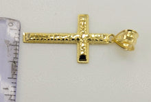 Load image into Gallery viewer, 10KT Cross pendant  Real Yellow Gold Diamond cut Bail 5mm  1.96 GRM
