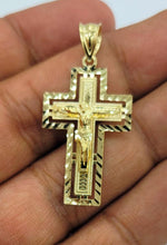 Load image into Gallery viewer, 10KT Cross pendant  Real Yellow Gold Diamond cut Bail 5mm  2.35 GRM
