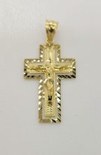 Load image into Gallery viewer, 10KT Cross pendant  Real Yellow Gold Diamond cut Bail 5mm  2.35 GRM
