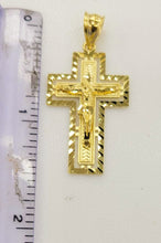 Load image into Gallery viewer, 10KT Cross pendant  Real Yellow Gold Diamond cut Bail 5mm  2.35 GRM
